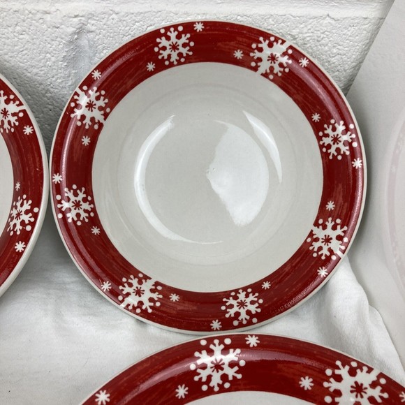 Royal Norfolk Salad Plates Red Snowflake Christmas 8 1/2" Holiday 1Pc - Picture 4 of 6